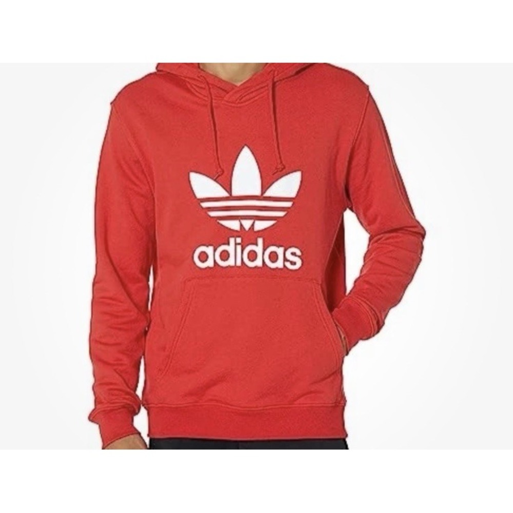 Adidas Originals Mens Trefoil Pullover Fleece‎ Hoodie  Red/White Medium Classic